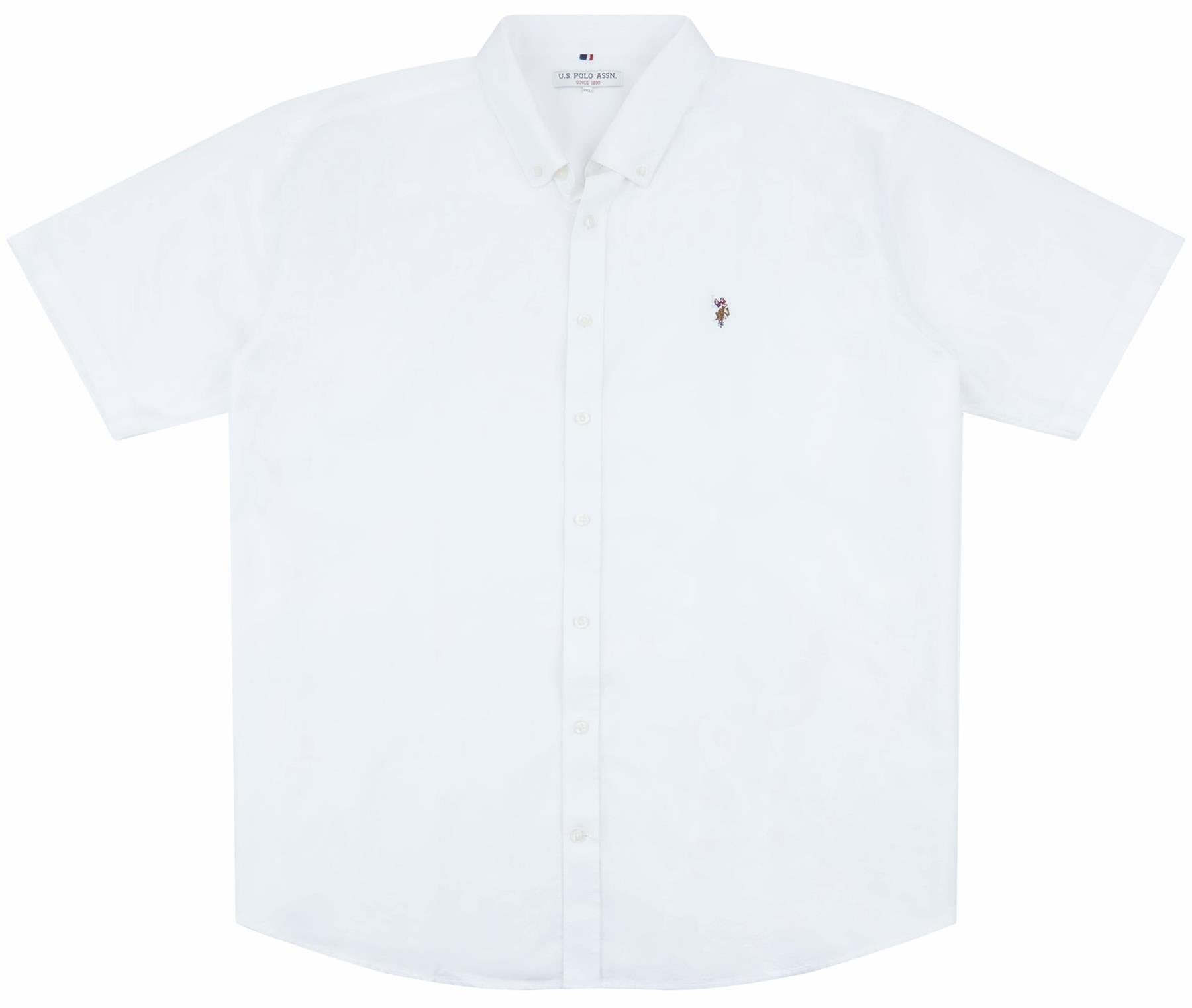 US Polo Plus Size Oxford Short Sleeve Shirt in Bright White, 3XL-5XL