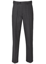 SKOPES Mens Wool Blend Flat Front Trousers in Charcoal