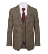 Skopes Tailored Fit Suit Jacket Whitaker in Lovat and Red Dogtooth