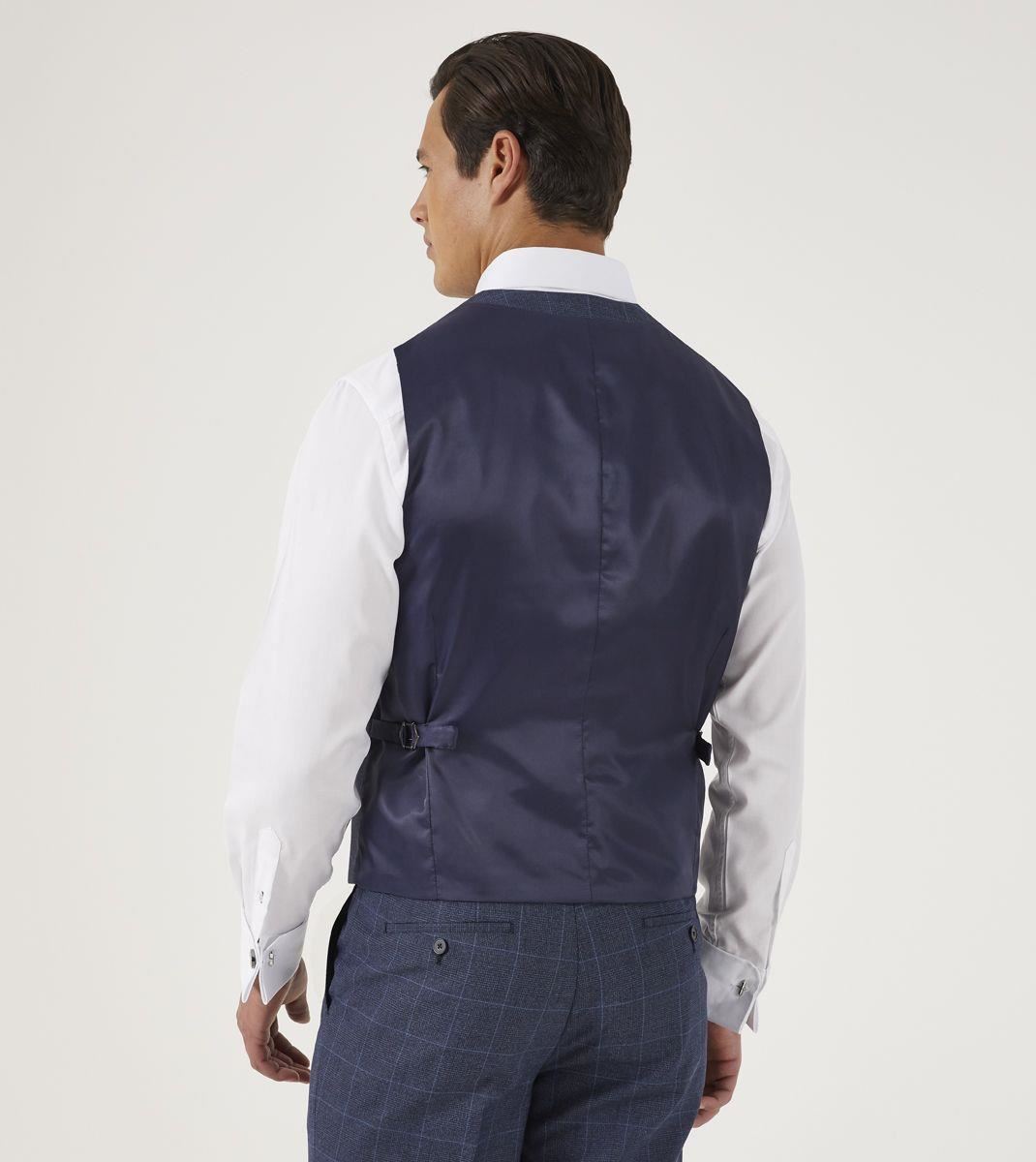 Skopes Men's Anello Check Pattern Waist Coat in Blue 34 to 62 Regular
