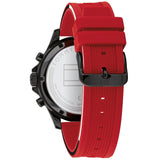 Tommy Hilfiger Men’s Watch Silicone Red Strap With Black Dial And Black Case 1791722