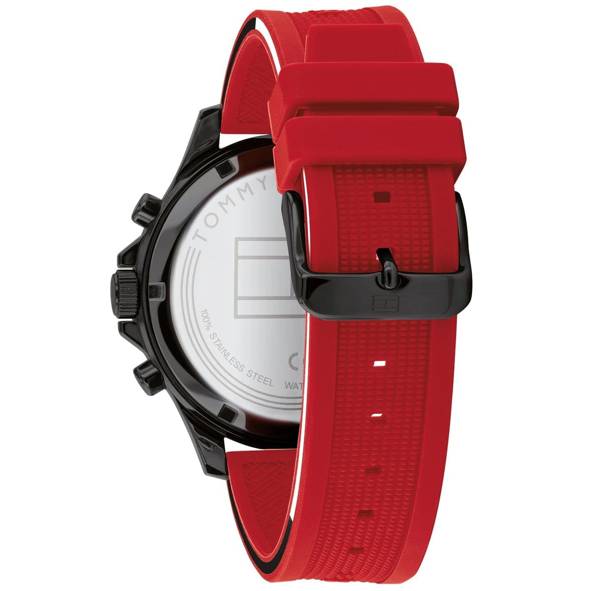 Tommy Hilfiger Men’s Watch Silicone Red Strap With Black Dial And Black Case 1791722