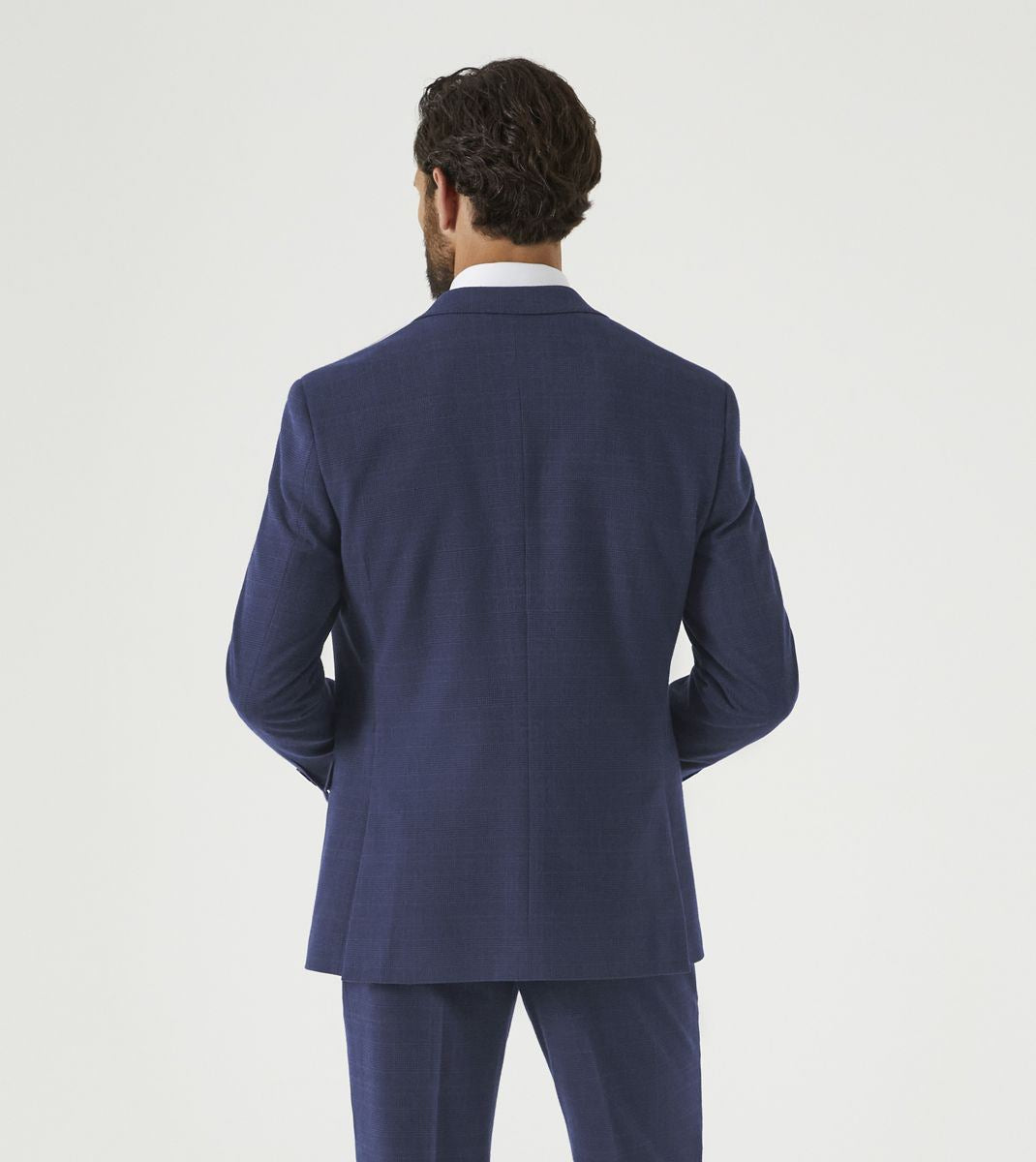 Skopes Guildford Suit Tailored Fit Jacket For Men in Navy Blue Check, 52R-62R