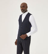 Skopes Men's Plus Size Wool Blend Tweed Waistcoat Aiken in Navy-Red Check 52R to 62R