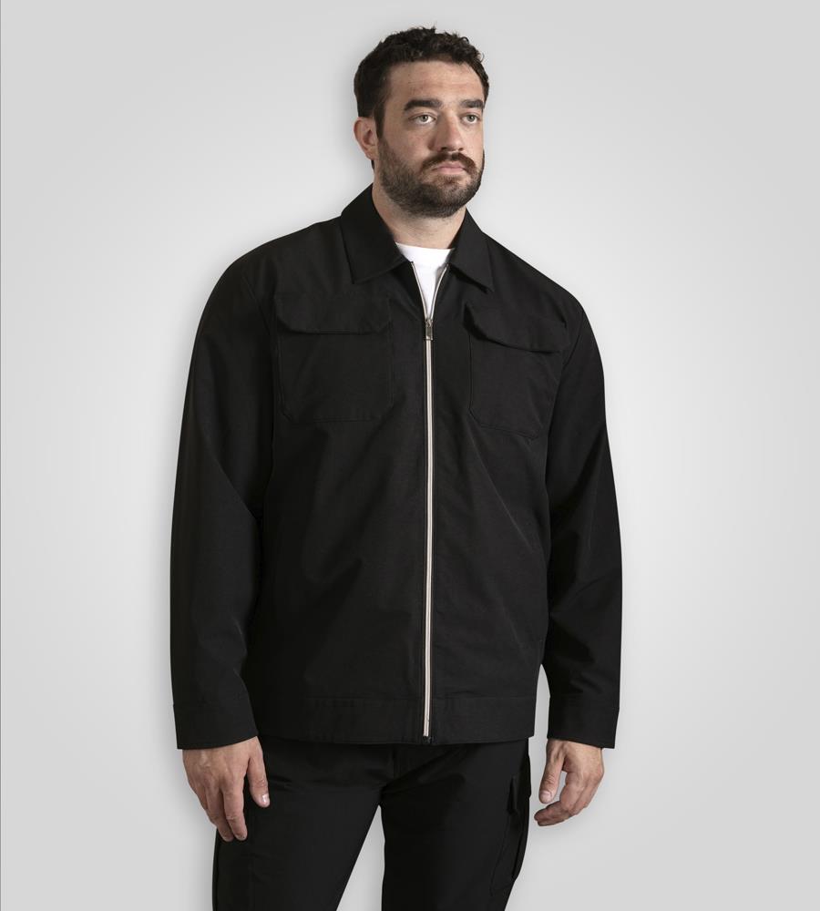 D555 WIMBLEDON Couture Stretch Zip Through Jacket For Men in Black, 2XL-6XL