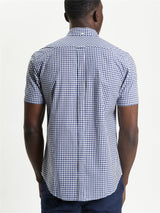 Ben Sherman Signature Gingham Check Short Sleeve Shirt For Men in Dark Blue, 2XL-5XL
