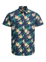 Jack & Jones Men's Plus Size Short Sleeve Shirt in Natural & Navy Size, 1XL to 6XL