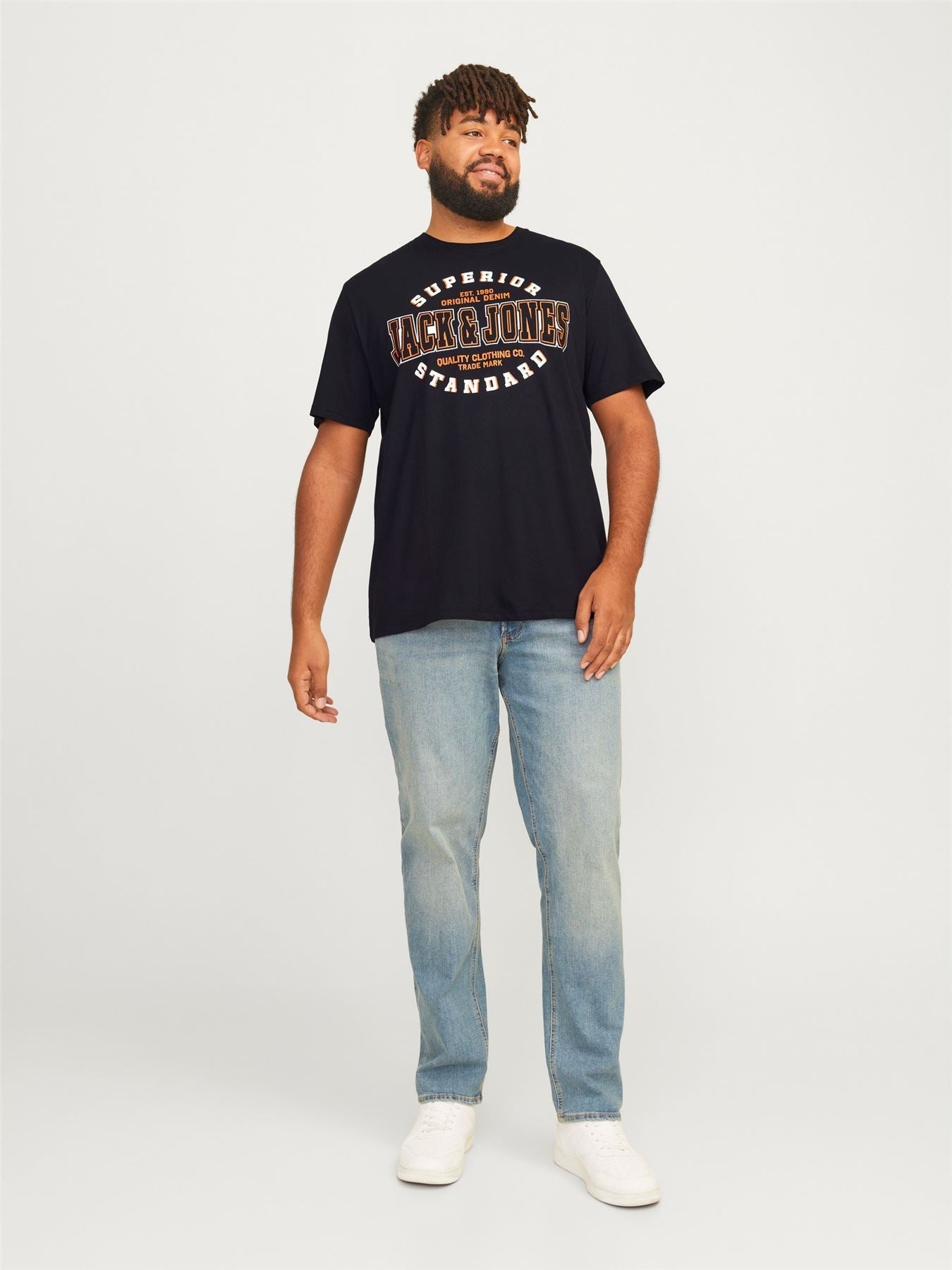 JACK & JONES Plus Size Short Sleeve Brand Logo T-Shirt for Men in 2 Colours, 2XL-6XL
