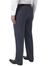 SKOPES Mens Wool Blend Flat Front Trousers in Airforce Blue
