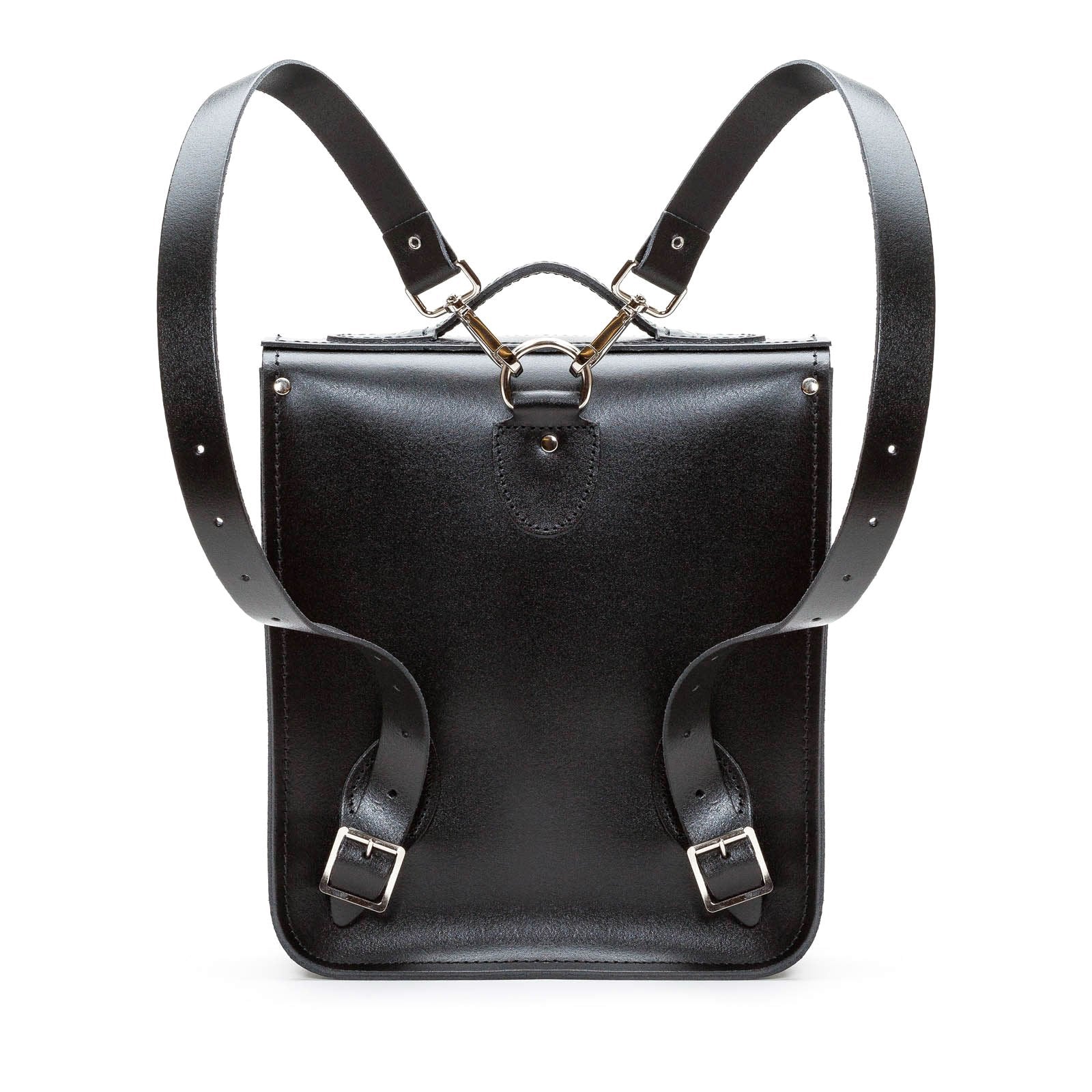 Handmade Leather City Backpack - Gothic Striped Red & Black