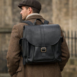 Men's Leather Tannery Backpack - Black