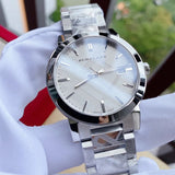 Burberry Unisex Watch Stainless Steel Silver Strap With Silver Dial BU9037 The City Collection