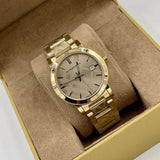 Burberry Unisex Watch Stainless Steel Gold Strap With Gold Dial BU9038 The City