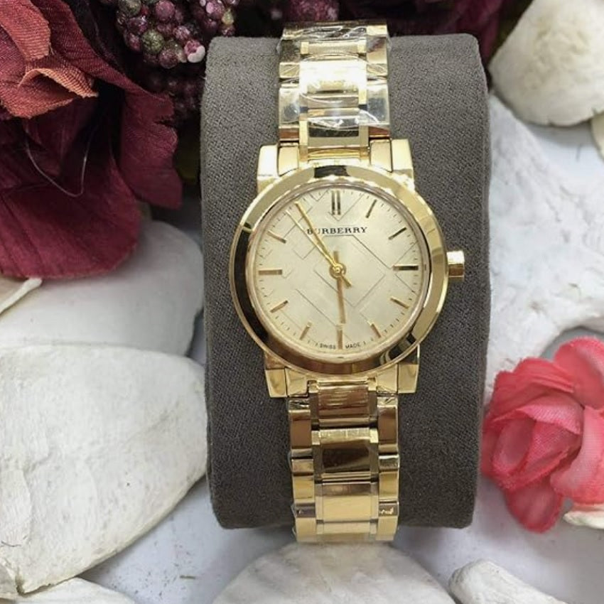 Burberry Women’s Watch Stainless Steel Gold Strap With Gold Dial BU9227 The City