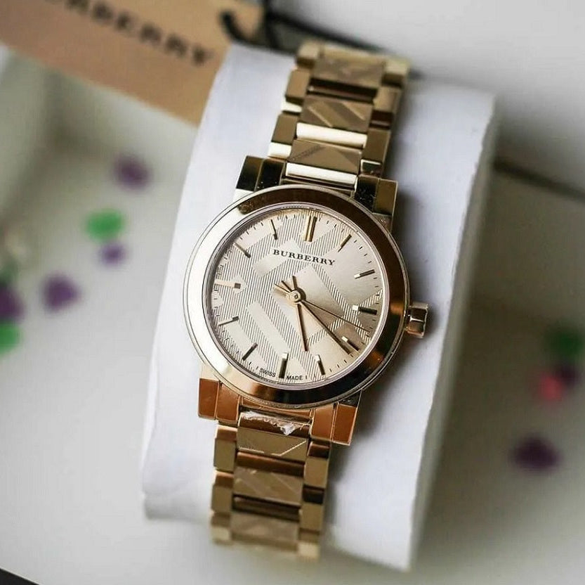 Burberry Women's Watch Stainless Steel Gold Strap With Gold Dial And Gold Case BU9234 The City