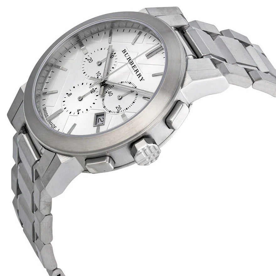 Burberry Men’s Watch Stainless Steel Silver Strap With Silver Dial BU9350 The City