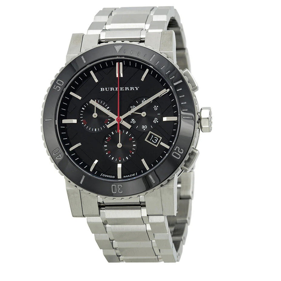 Burberry Men’s Watch Stainless Steel Silver Strap With Black Dial BU9380 The City