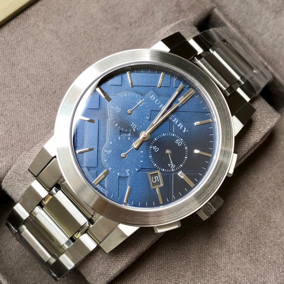 Burberry Men’s Watch Stainless Steel Silver Strap With Blue Dial BU9363 The City