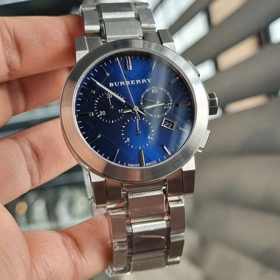 Burberry Men’s Watch Stainless Steel Silver Strap With Blue Dial BU9363 The City