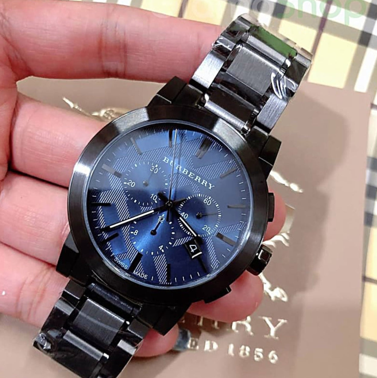 Burberry Men’s Watch Stainless Steel Grey Strap With Blue Dial BU9365 The City