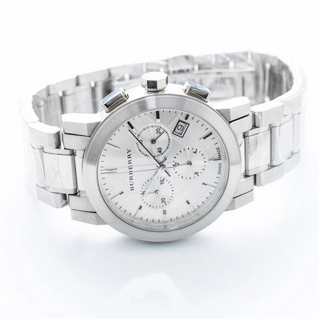 Burberry Unisex Watch Stainless Steel Silver Strap With Silver Dial BU9750 The City