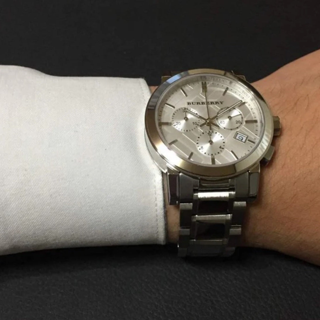 Burberry Unisex Watch Stainless Steel Silver Strap With Silver Dial BU9750 The City