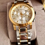 Burberry Unisex Watch Stainless Steel Two Tone Silver & Gold Strap With Silver Dial BU9751 The City Collection