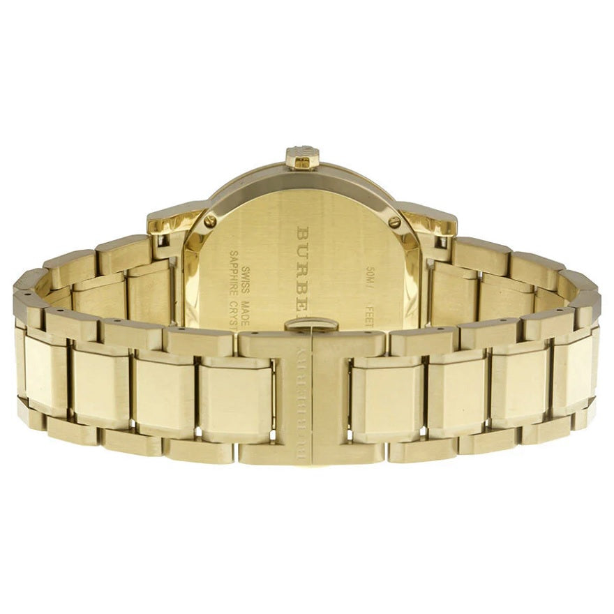 Burberry Unisex Watch Stainless Steel Gold Strap With Gold Dial BU9033 The City