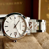 Burberry Unisex Watch Stainless Steel Silver Strap With Silver Dial BU9037 The City Collection
