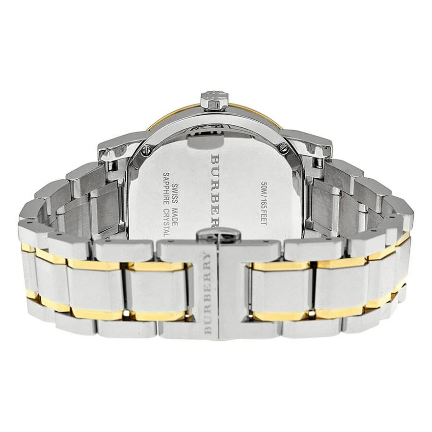 Burberry Women’s Watch Stainless Steel Silver & Gold Strap With Silver Dial And Gold Case BU9115 The City