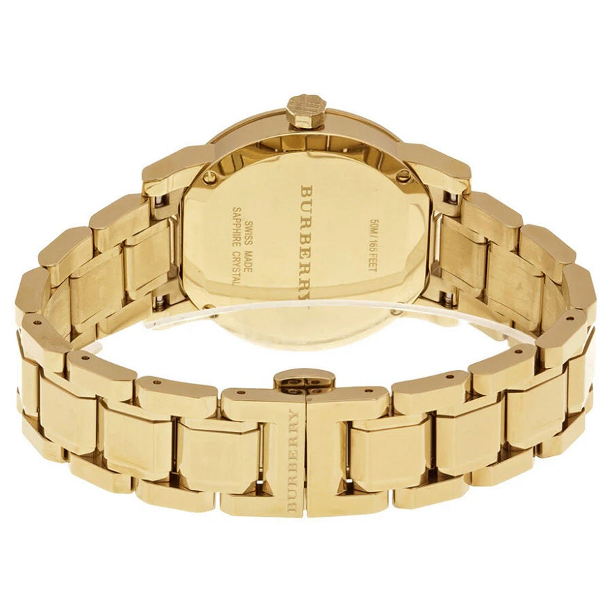 Burberry Women’s Watch Stainless Steel Gold Strap With Gold Dial BU9134 The City