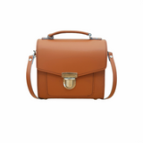 Handmade Leather Sugarcube Handbag - Burnt Orange