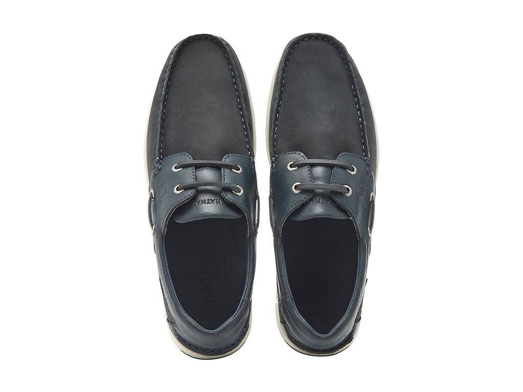 Chatham Nubuck & Leather Boat Shoes For Men - Brixham in Navy, 6-15