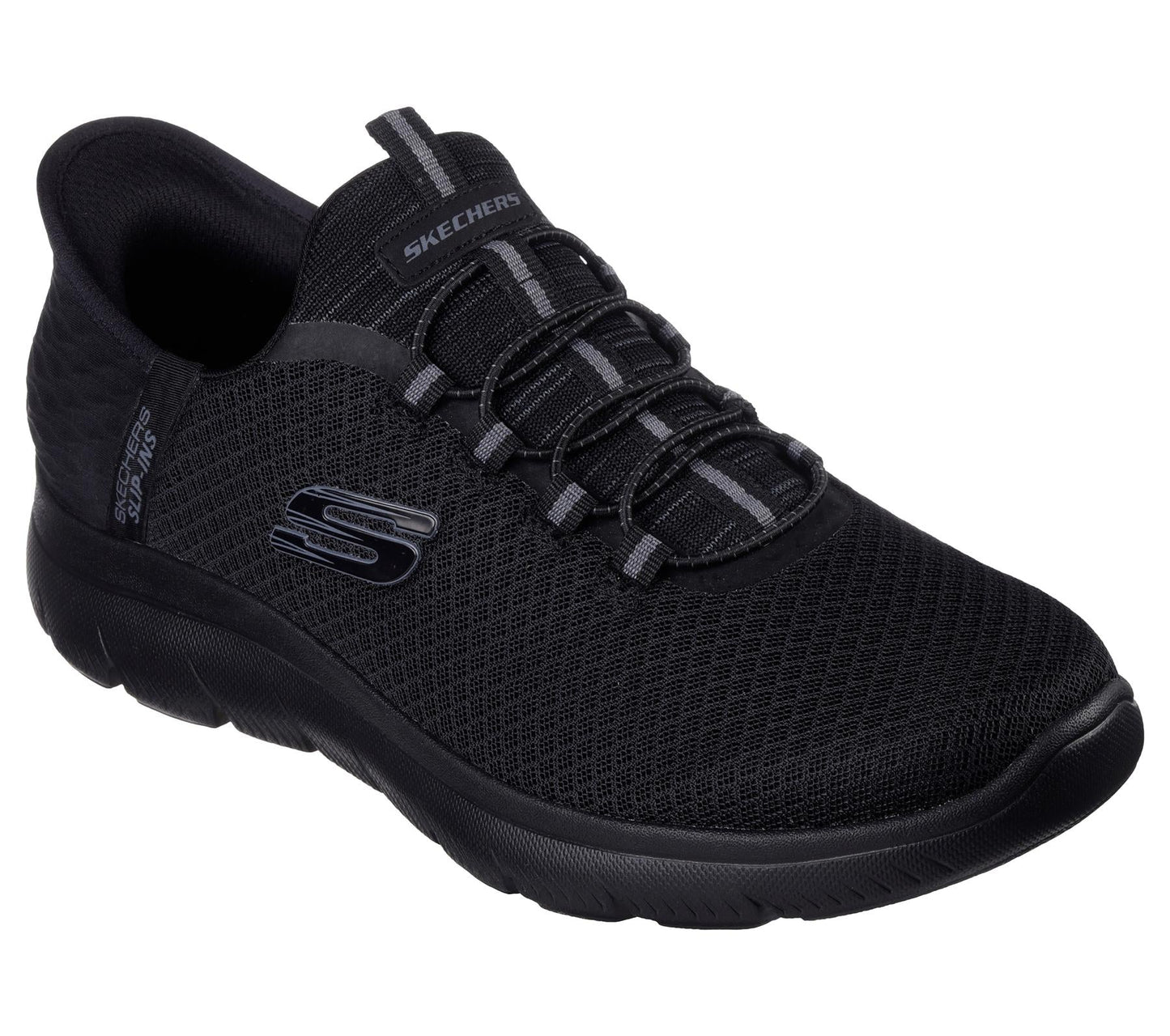 Skechers Slip On Sneaker Shoe For Men Summits High Range Mesh Slip-Ins in Black/Black, 5.5-14