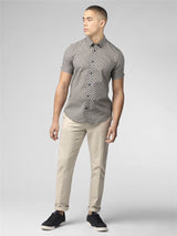 Ben Sherman Signature Block Geo Print Short Sleeve Shirt for Mens (0075908) in Blue Ink, 2XL-5XL