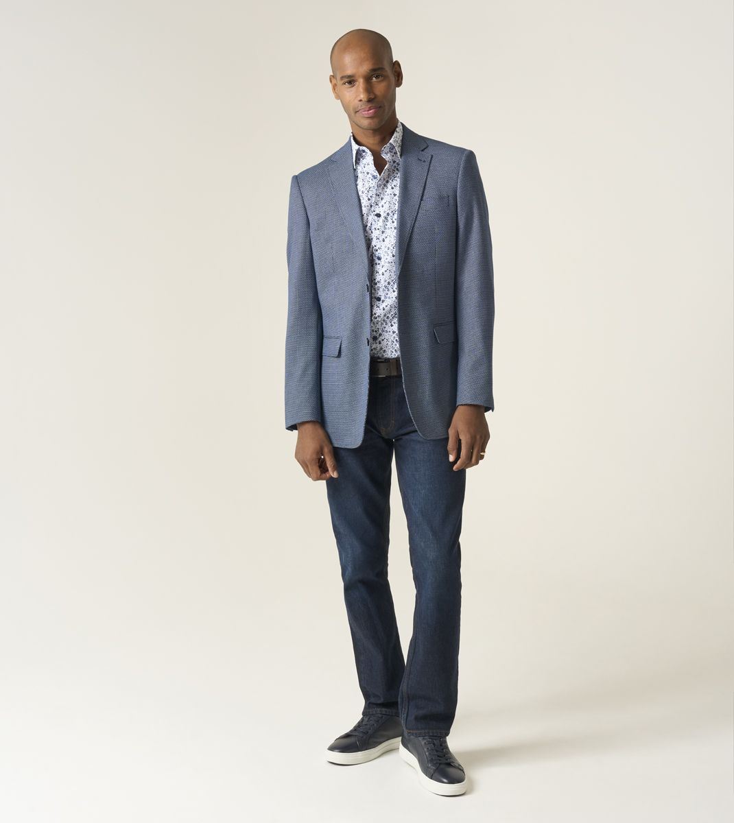 Skopes Doug Textured Tailored Fit Jacket For Men in Blue, 36S-62L