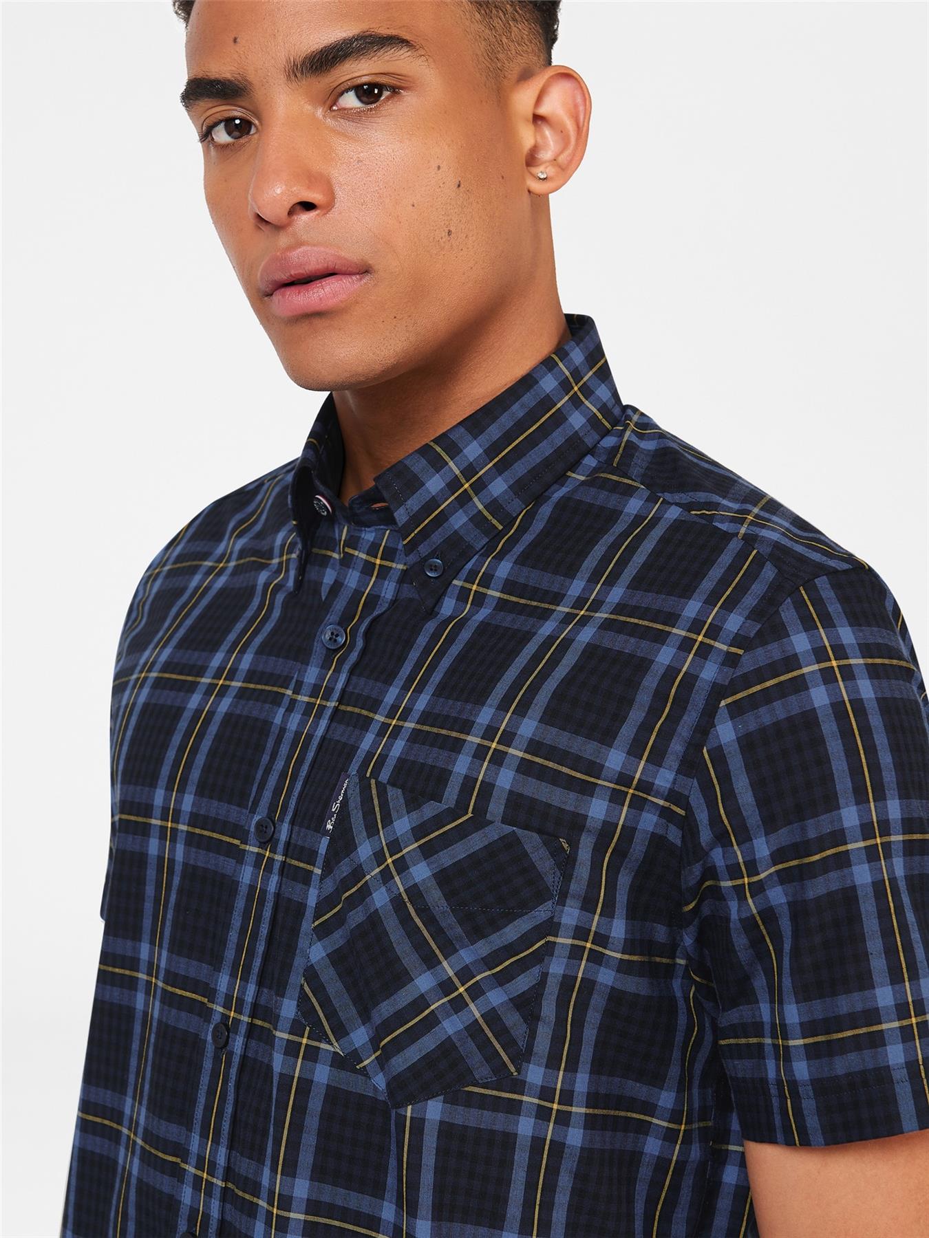 Ben Sherman Men's Short Sleeve Frame Check Cotton Shirt Size 2Xl-5Xl