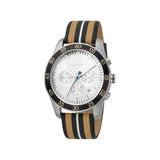 Esprit Men's Black Leather Watch, Silver Dial | Es1g052m0025