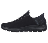 Skechers Slip On Sneaker Shoe For Men Summits High Range Mesh Slip-Ins in Black/Black, 5.5-14