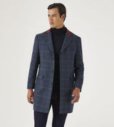 Skopes Men's Plus Size Wool Blend Tweed Overcoat In Navy Size Small To 4XL