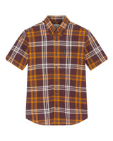 Ben Sherman Big Size Block Check Short Sleeve Shirt For Men in Wine, 2XL-5XL