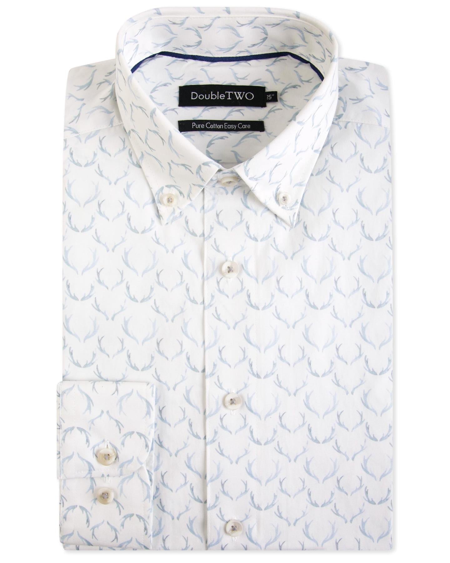 Double Two Mens Big Size Pure Cotton Easy Care LS Formal Shirts (SAW19)