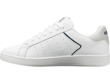 K-Swiss Mens Clean Court Leather Sneakers in White/Black/Cowhide