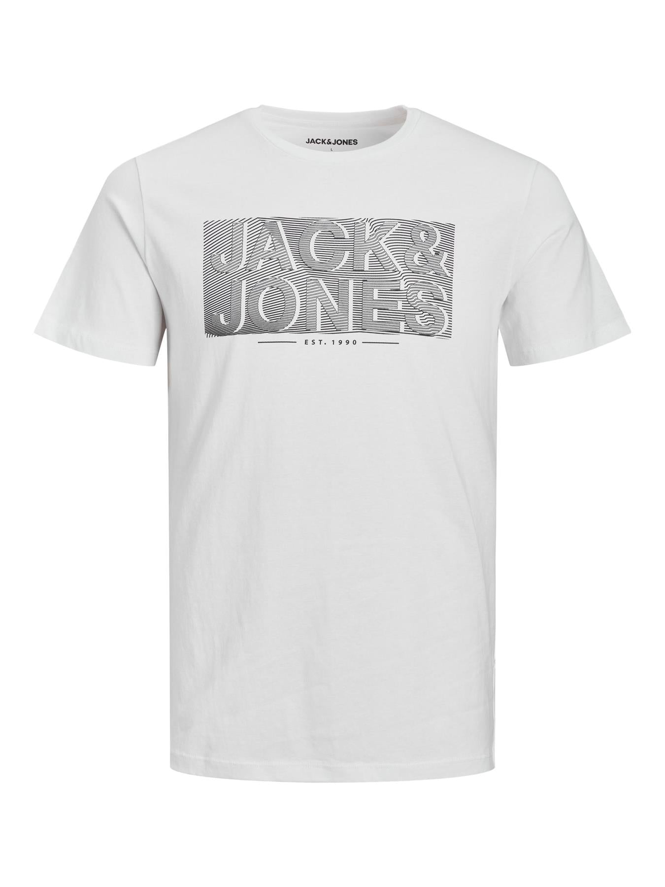 Jack & Jones Plus Men's JJ Peter (12245498) Cotton Short Sleeve Crew Neck Tee in Black & Navy, 1XL to 6XL