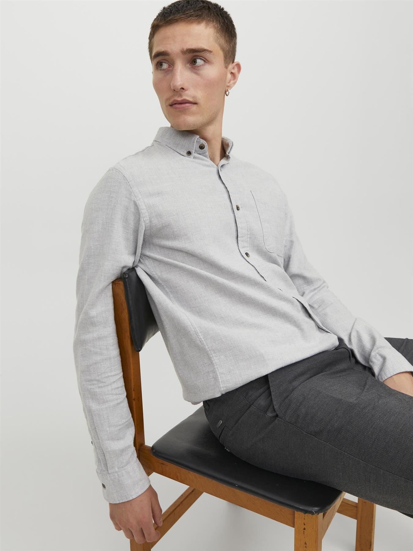 Jack & Jones Long Sleeves Shirt For Men (JJECLASSIC MELANGE) in 4 Colours, L-XL