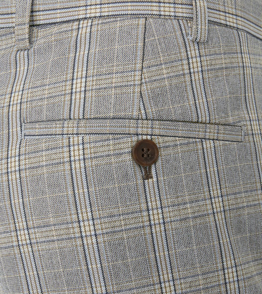 Skopes Dettori Suit Tailored Fit Trouser For Men ins Brown Blue Check, 30W-58W