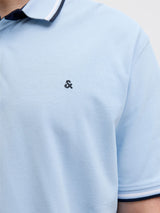 JACK & JONES Plus Size Short Sleeve Luxury Polo Shirt for Men in Chambray Blue, 2XL-6XL