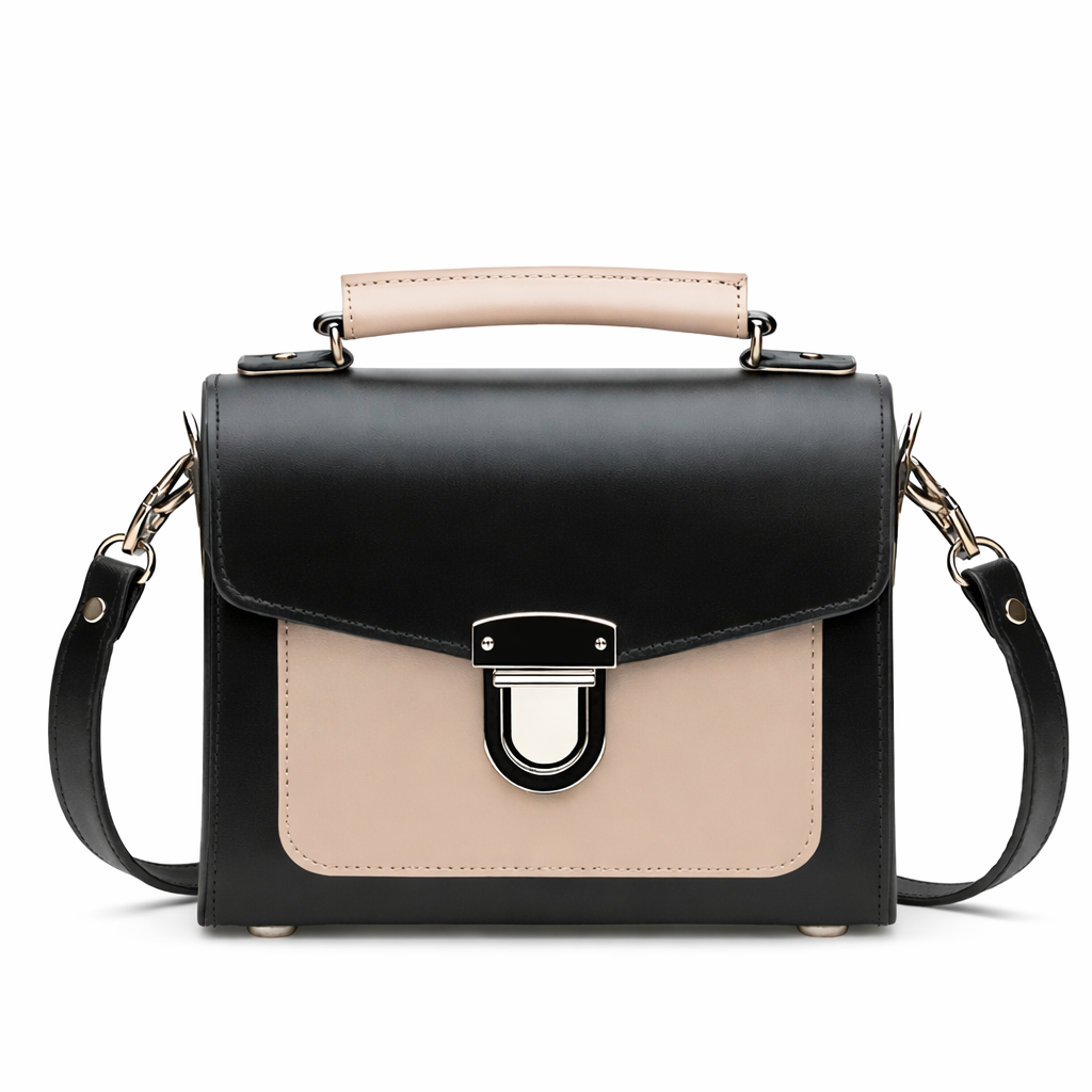 Handmade Leather Sugarcube Handbag - Cafe Noir