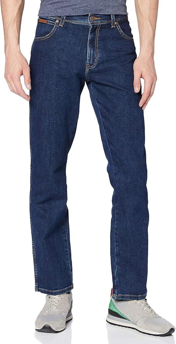 Wrangler Men's Texas Stretch jeans in a Grained Blue Denim (W12133009) Waist 30 - 50