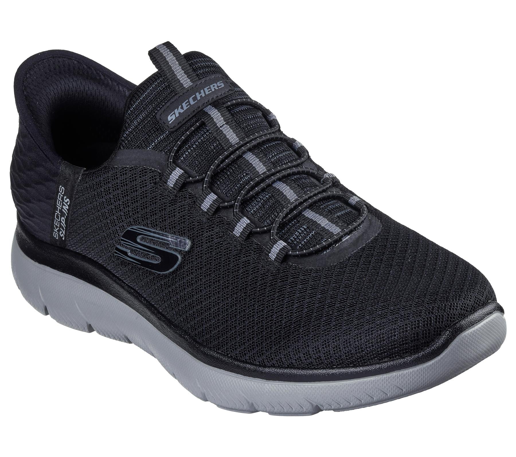 Skechers Slip On Sneaker Shoe For Men Summits High Range Mesh Slip-Ins in Black/Charcoal, 5.5-14